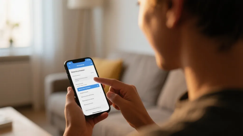 用户在家中通过手机核对网站许可与隐私设置